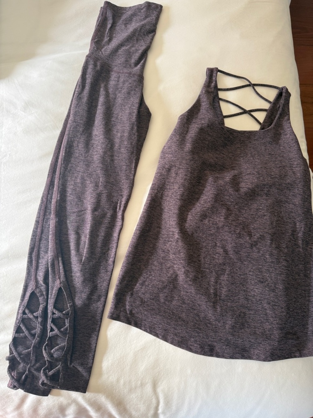 Beyond the Bump Heathered Plum Leggings and top set maternity